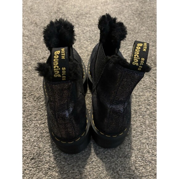 Dr. Martens Faux Fur Platform Chelsea Boot Metallic Black Women’s 10 - Picture 4 of 8